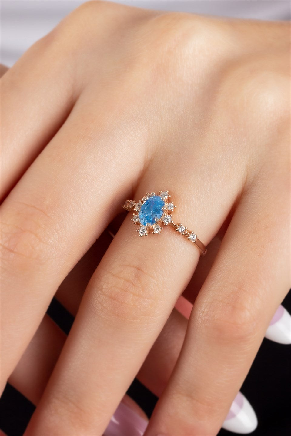 Silver Oval Gemstone Ring