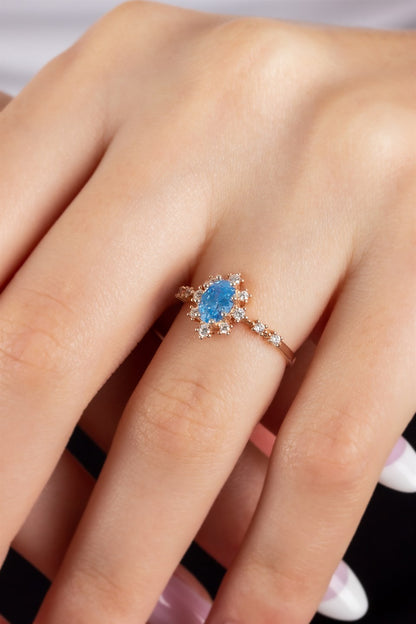 Silver Oval Gemstone Ring