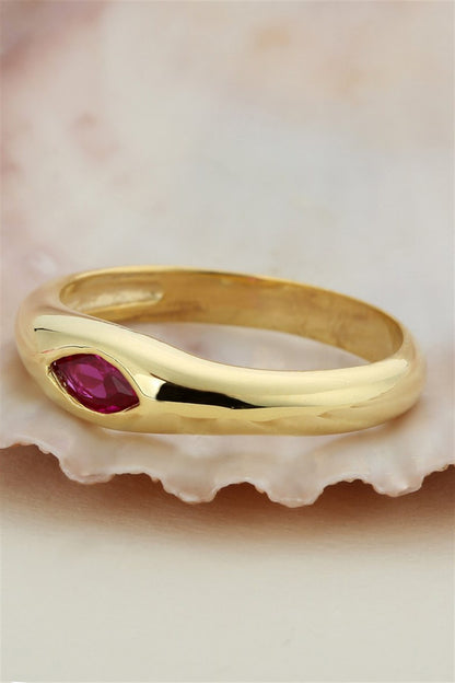 Silver Pink Shuttle Gemstone Design Ring