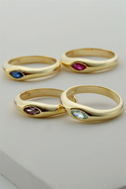 Silver Pink Shuttle Gemstone Design Ring