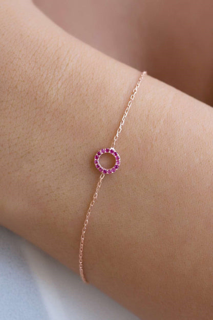 Silver Pink Gemstone Bracelet