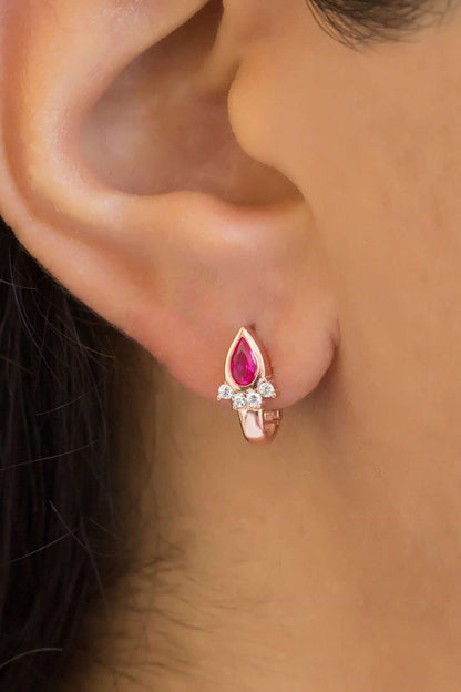 Silver Pink Gemstone Drop Earrings