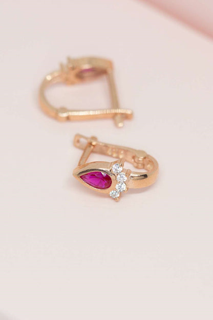 Silver Pink Gemstone Drop Earrings