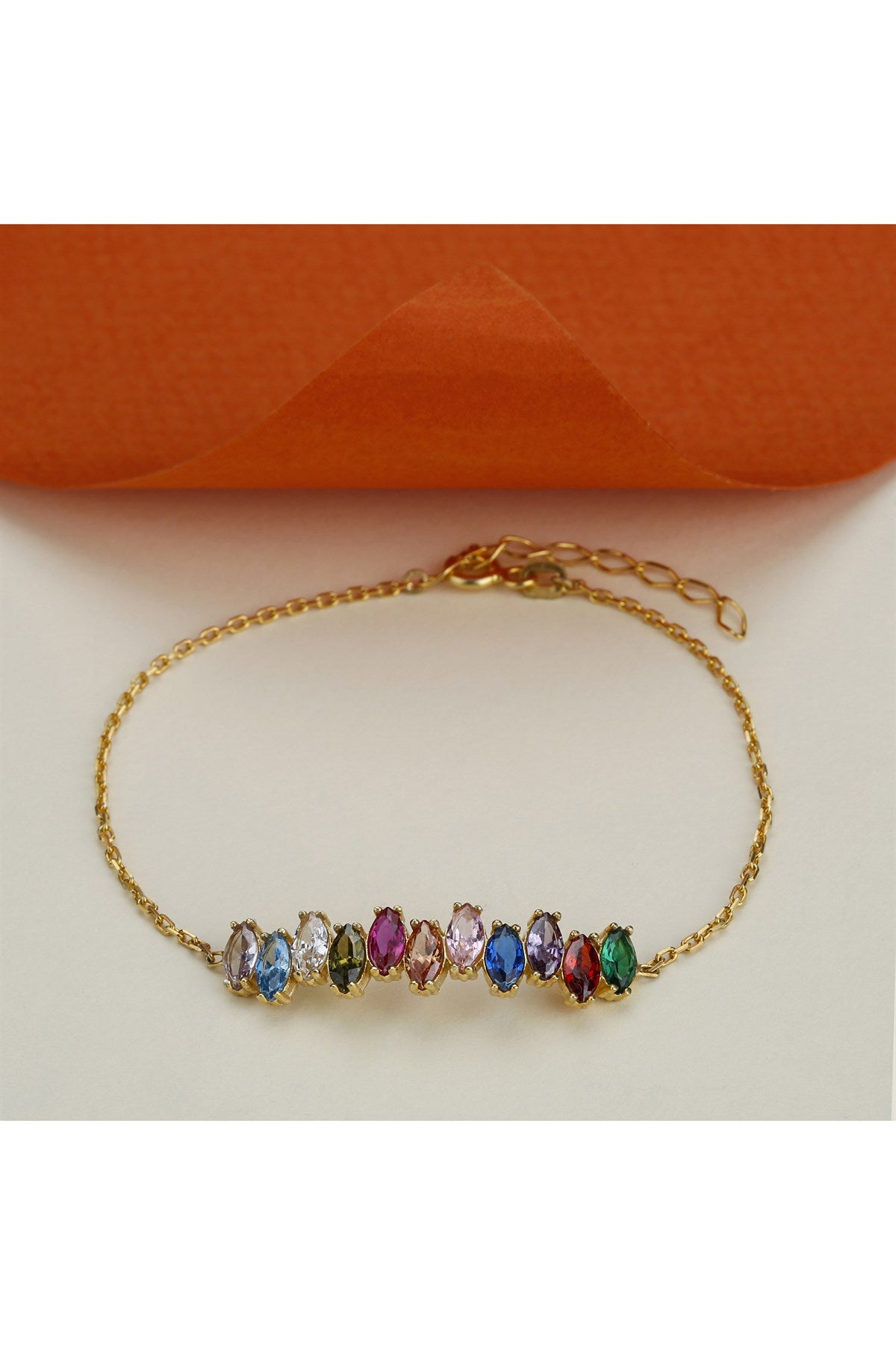 Silver Colorful Shuttle Gemstone Bracelet