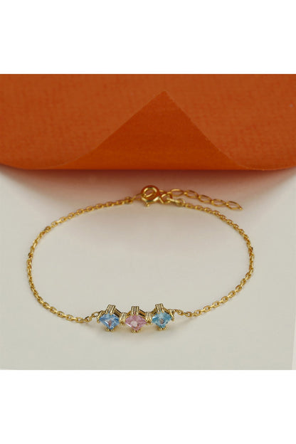 Silver Colorful Princess Gemstone Chain Bracelet