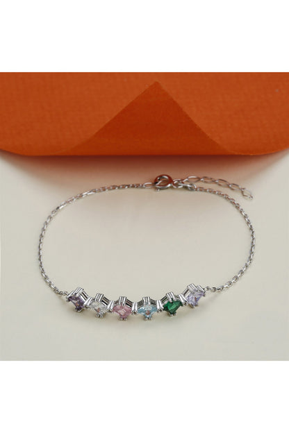 Bracelet chaîne en argent avec pierres précieuses princesse colorées