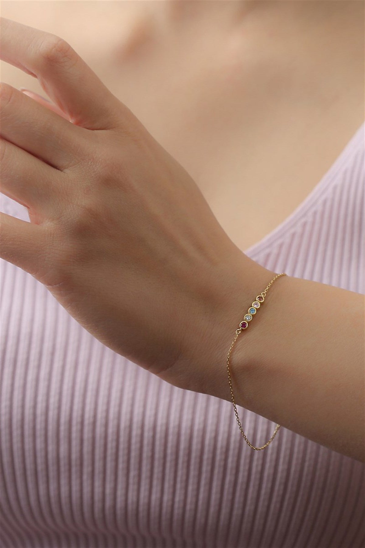 Silver Colorful Gemstone Bracelet