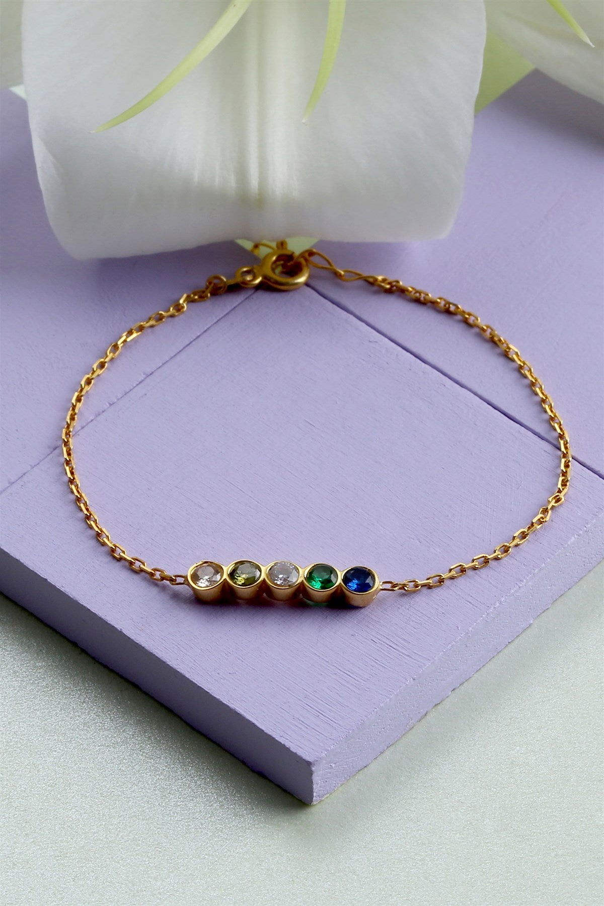 Silver Colorful Gemstone Bracelet