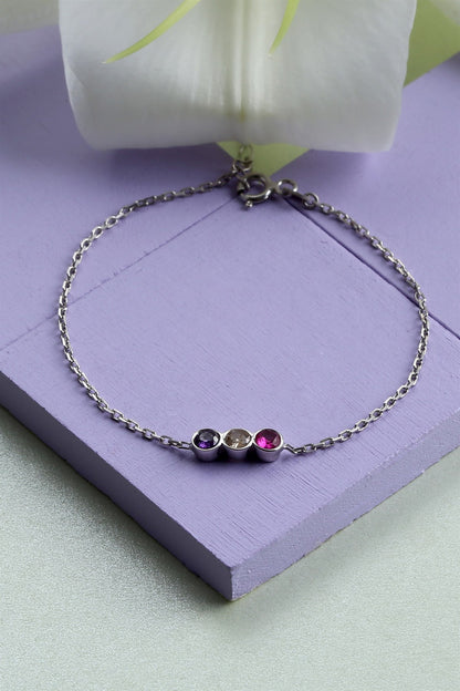 Silver Colorful Gemstone Bracelet