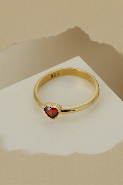 Bague coeur en argent avec pierres précieuses colorées