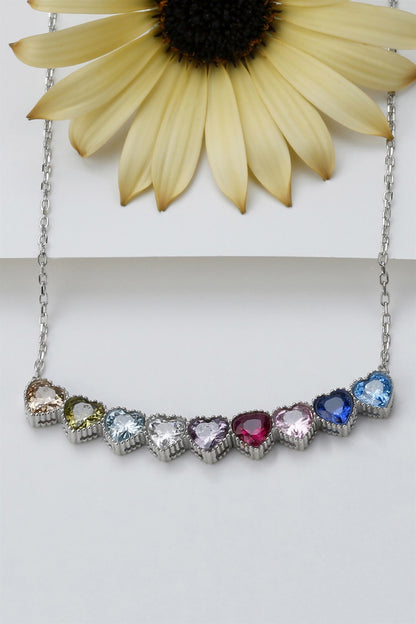 Collier coeur en pierres précieuses colorées en argent