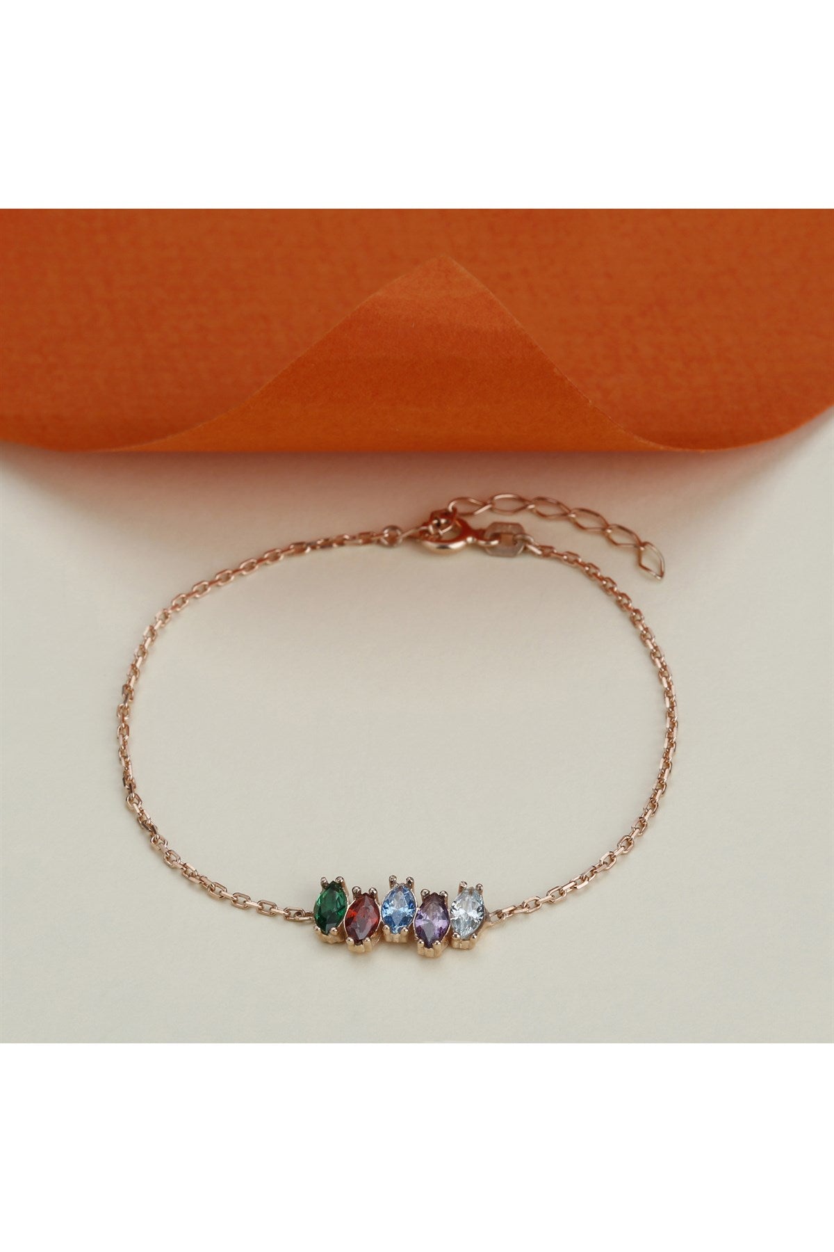 Silver Colorful Gemstone Shuttle Bracelet