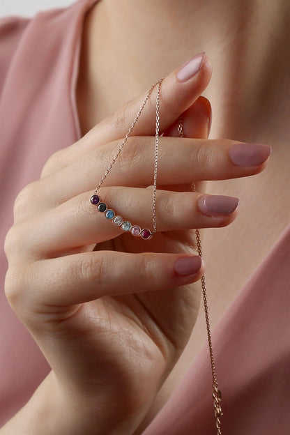 Collier de voie navigable en pierres précieuses colorées en argent