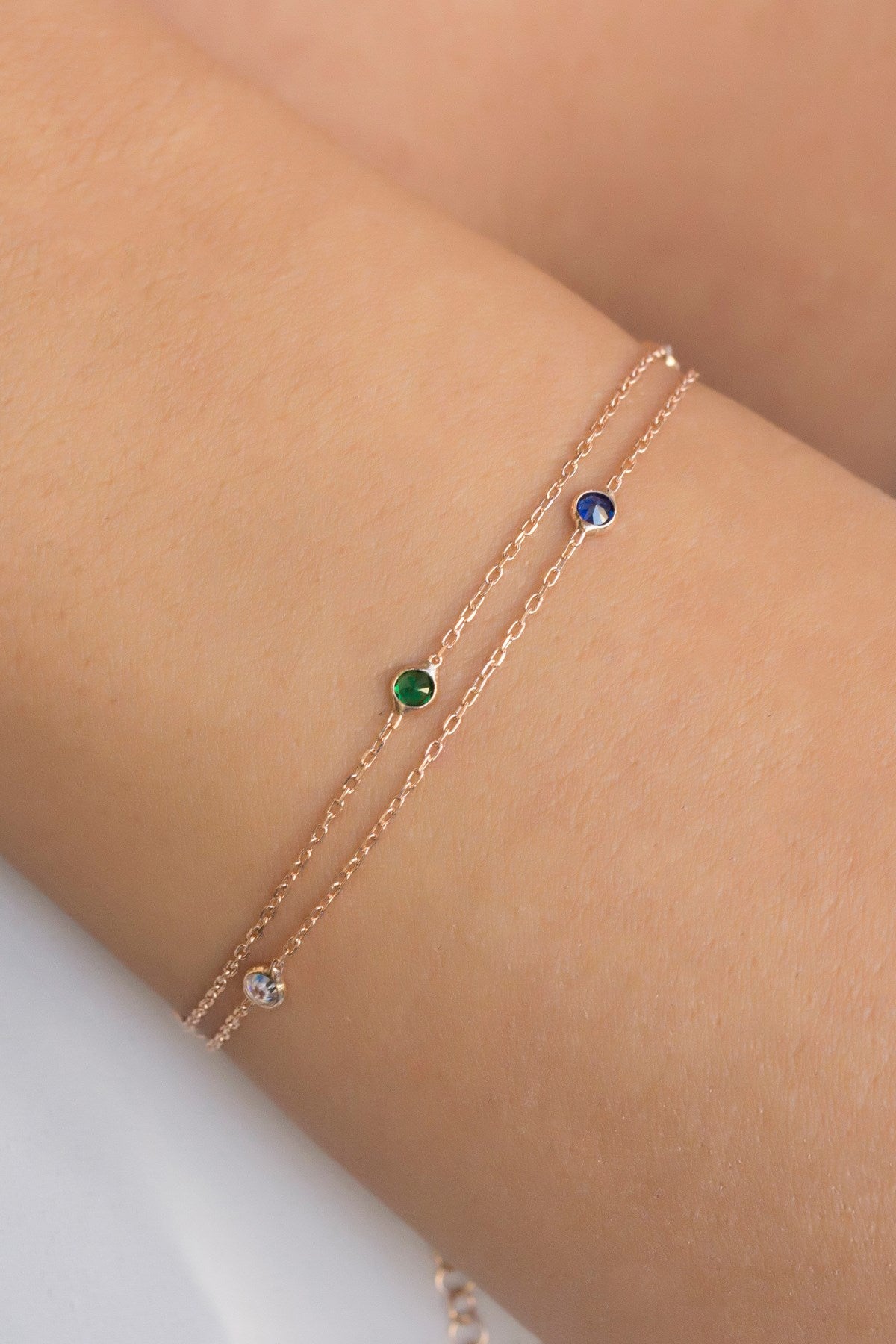 Silver Colorful Gemstone Chain Bracelet