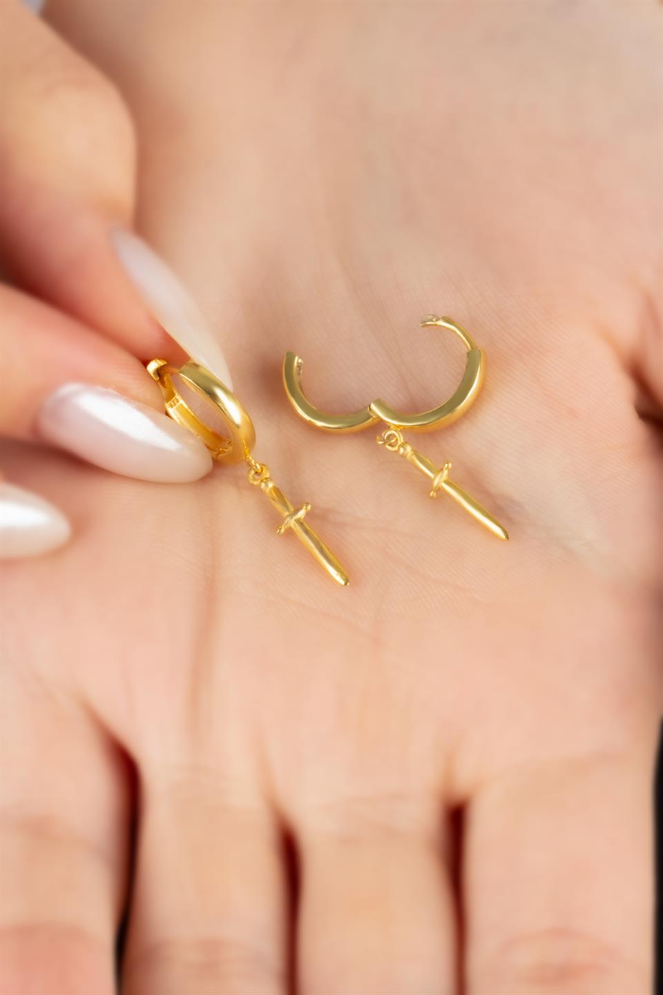 Silver Wobbly Sword Earrings