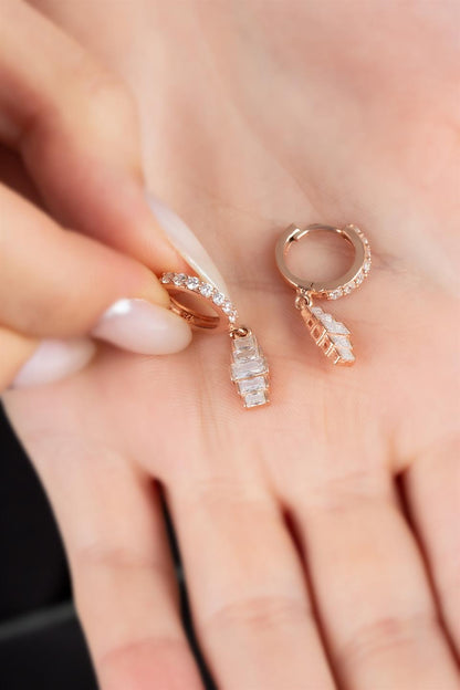 Silver Wobbly Gemstone Earrings