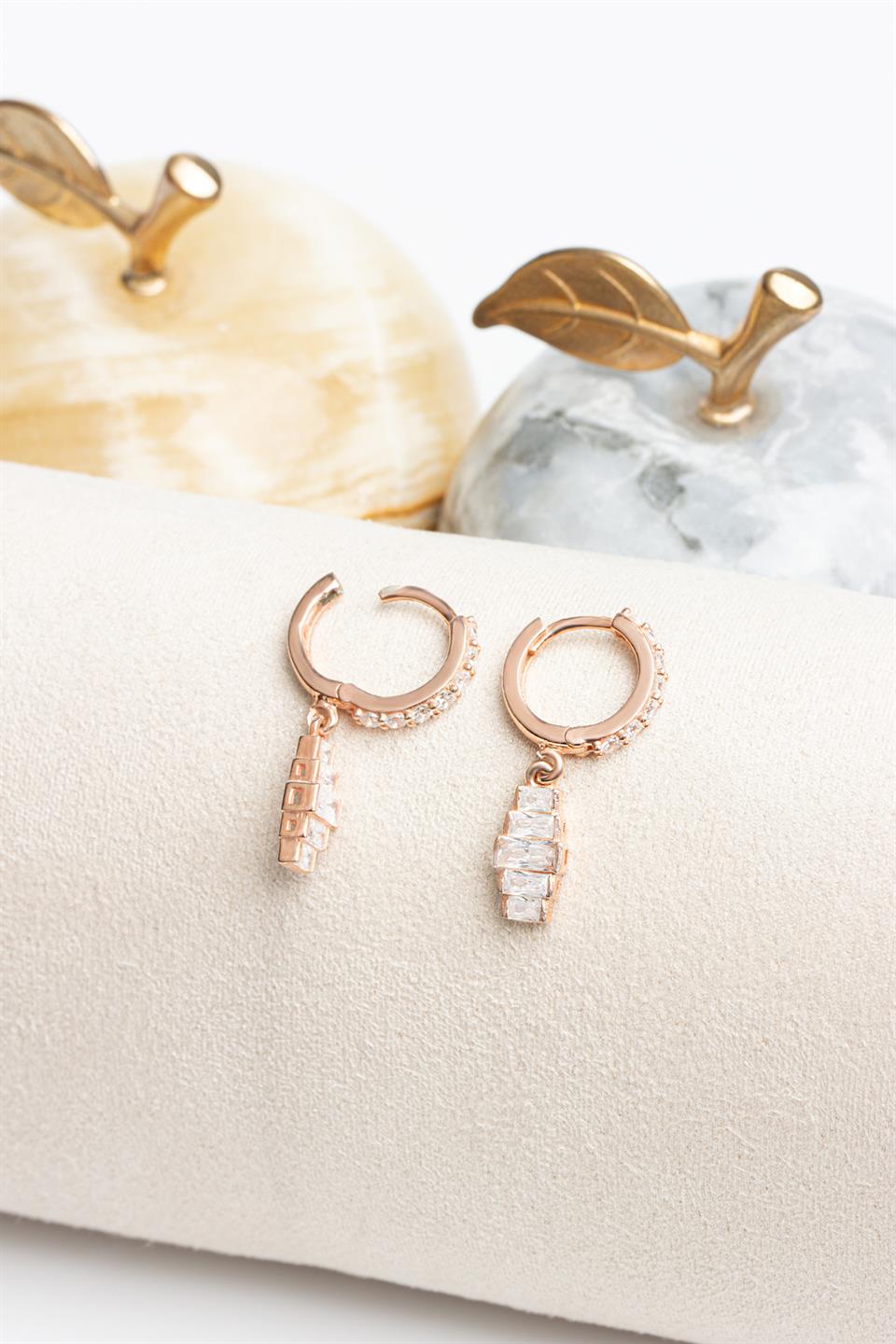 Silver Wobbly Gemstone Earrings