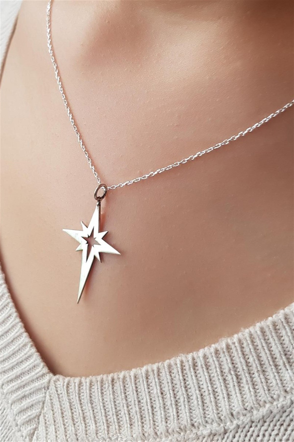 Silver North Star Necklace