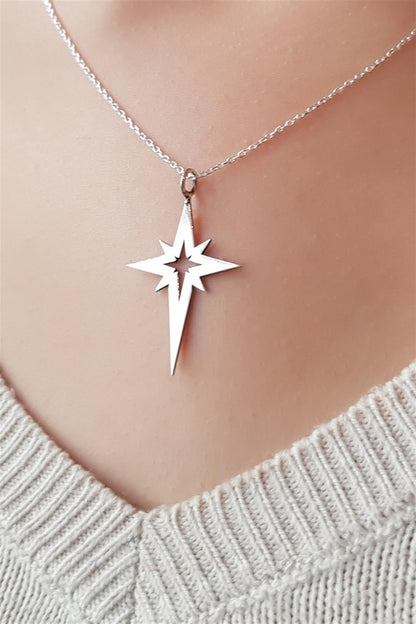Silver North Star Necklace