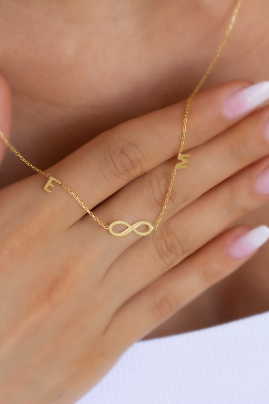 Silver Infinity Initial Necklace