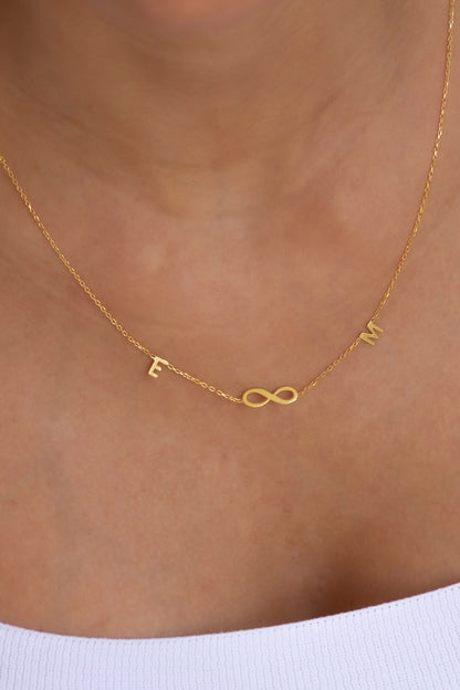 Silver Infinity Initial Necklace