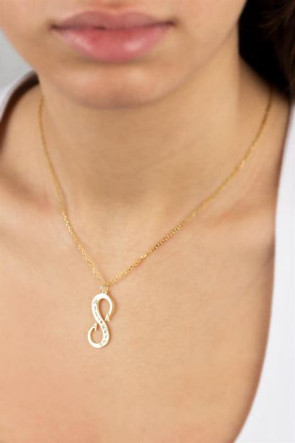 Silver Infinity İşaretli Name ve Initial Necklace