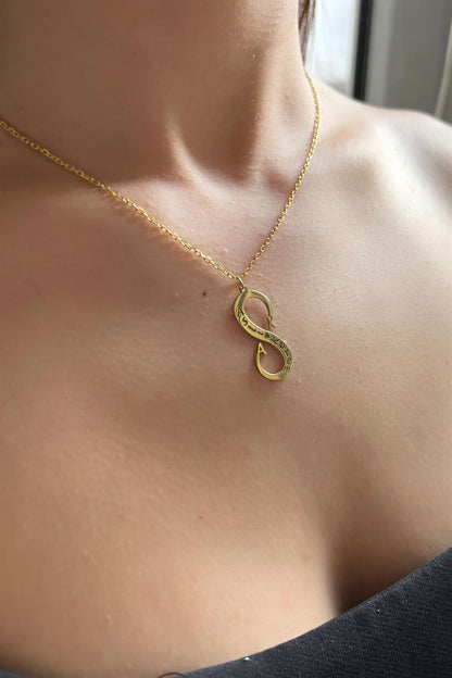 Silver Infinity İşaretli Name ve Initial Necklace