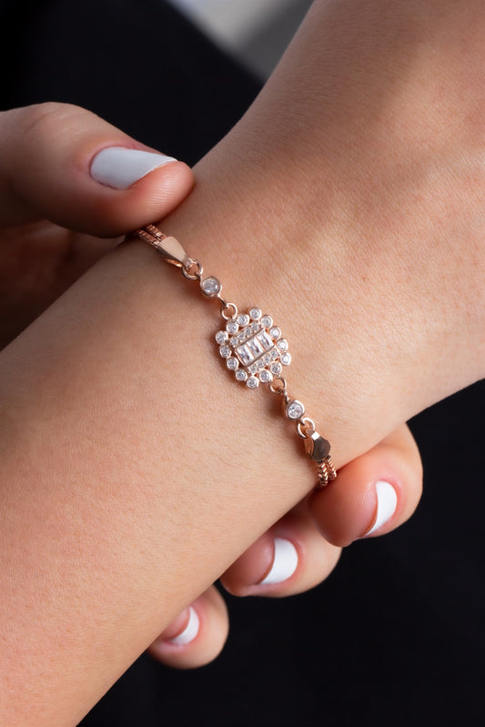 Silver Baguette Gemstone Bracelet