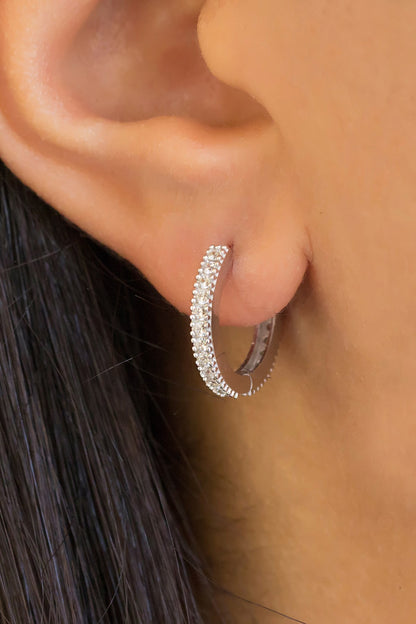 Boucles d'oreilles créoles de grande taille en argent avec pierres précieuses