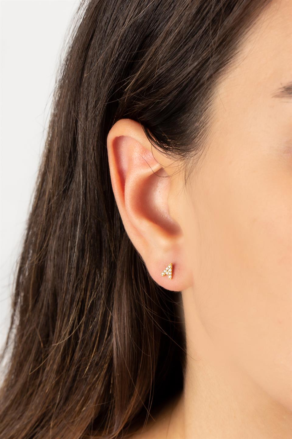 Boucles d'oreilles initiales en pierre précieuse en argent