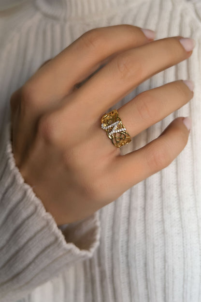 Silver Gemstone Initial Ring