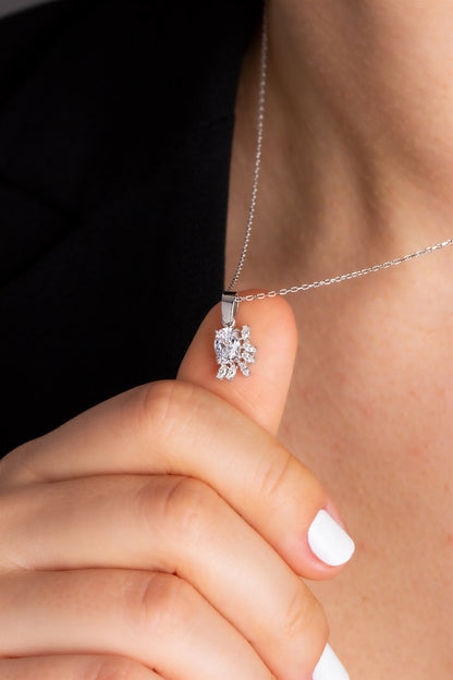 Silver Oval Gemstone Necklace