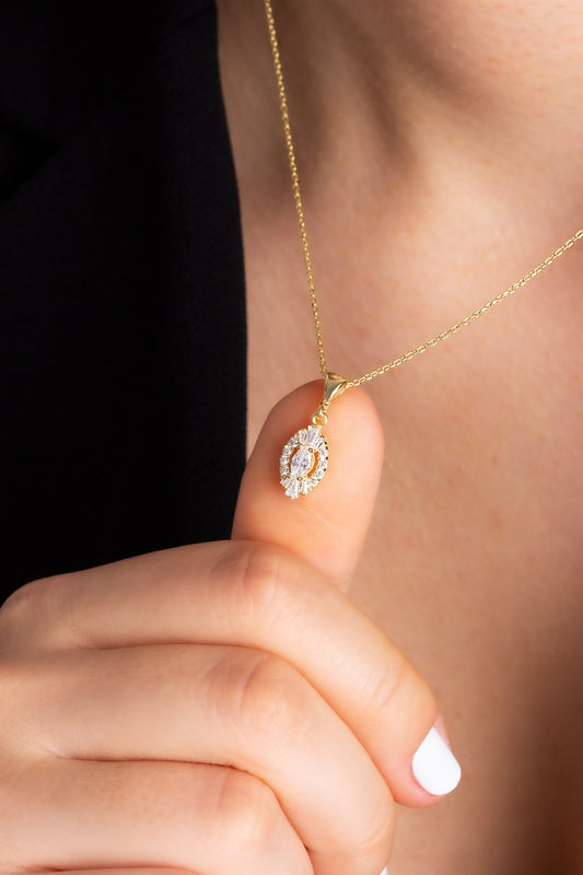 Silver Shuttle Gemstone Necklace