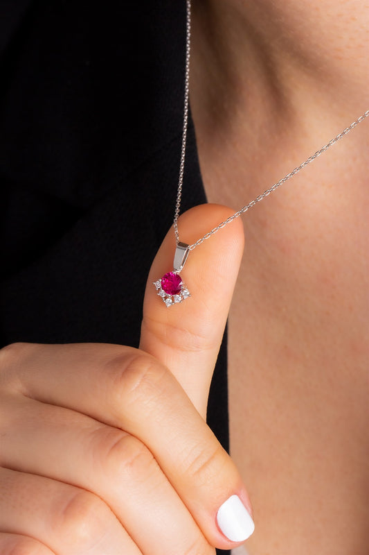 Silver Ruby Gemstone Necklace