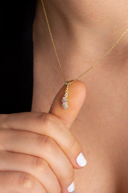 Silver Oval Gemstone Necklace