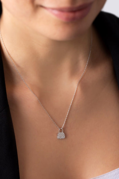 Collier de sac minimal avec pierres précieuses en argent