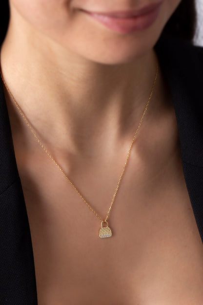 Collier de sac minimal avec pierres précieuses en argent