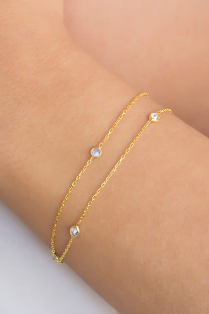 Silver Gemstone Chain Bracelet