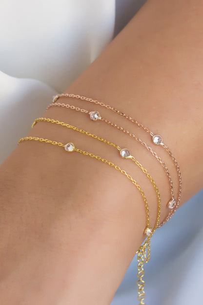 Silver Gemstone Chain Bracelet