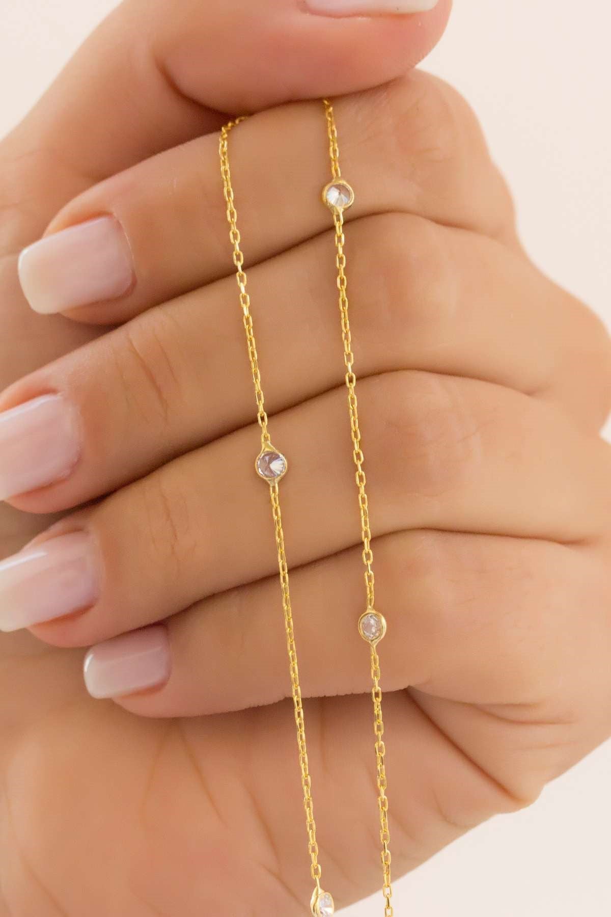 Silver Gemstone Chain Bracelet