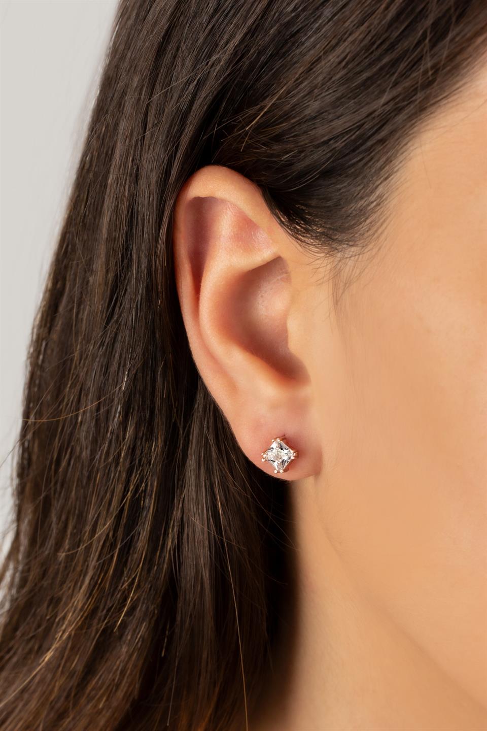 Silver Solitaire Earrings