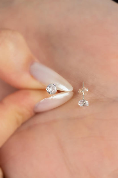 Silver Solitaire Earrings