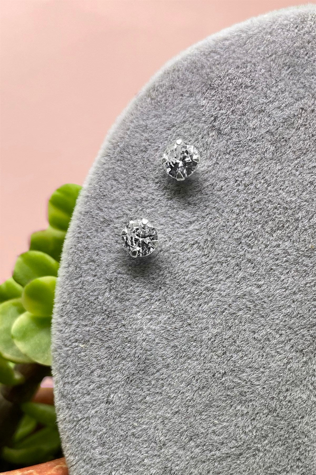 Silver Solitaire Earrings