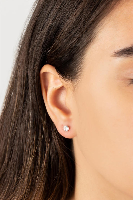 Silver Solitaire Earrings