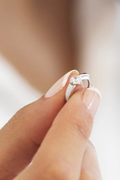 Silver Solitaire Earrings