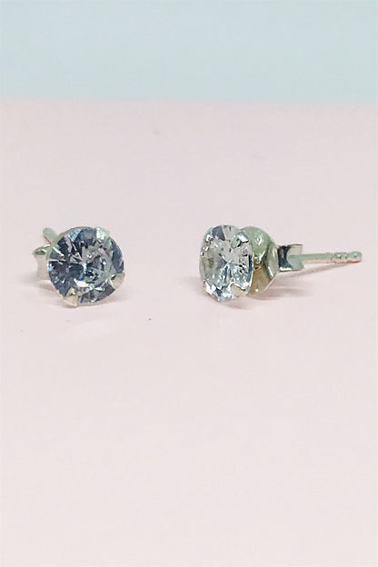 Silver Solitaire Earrings