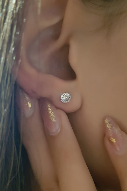 Silver Solitaire Earrings