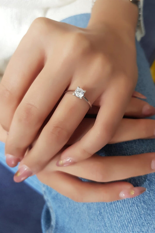 Silver Solitaire Ring