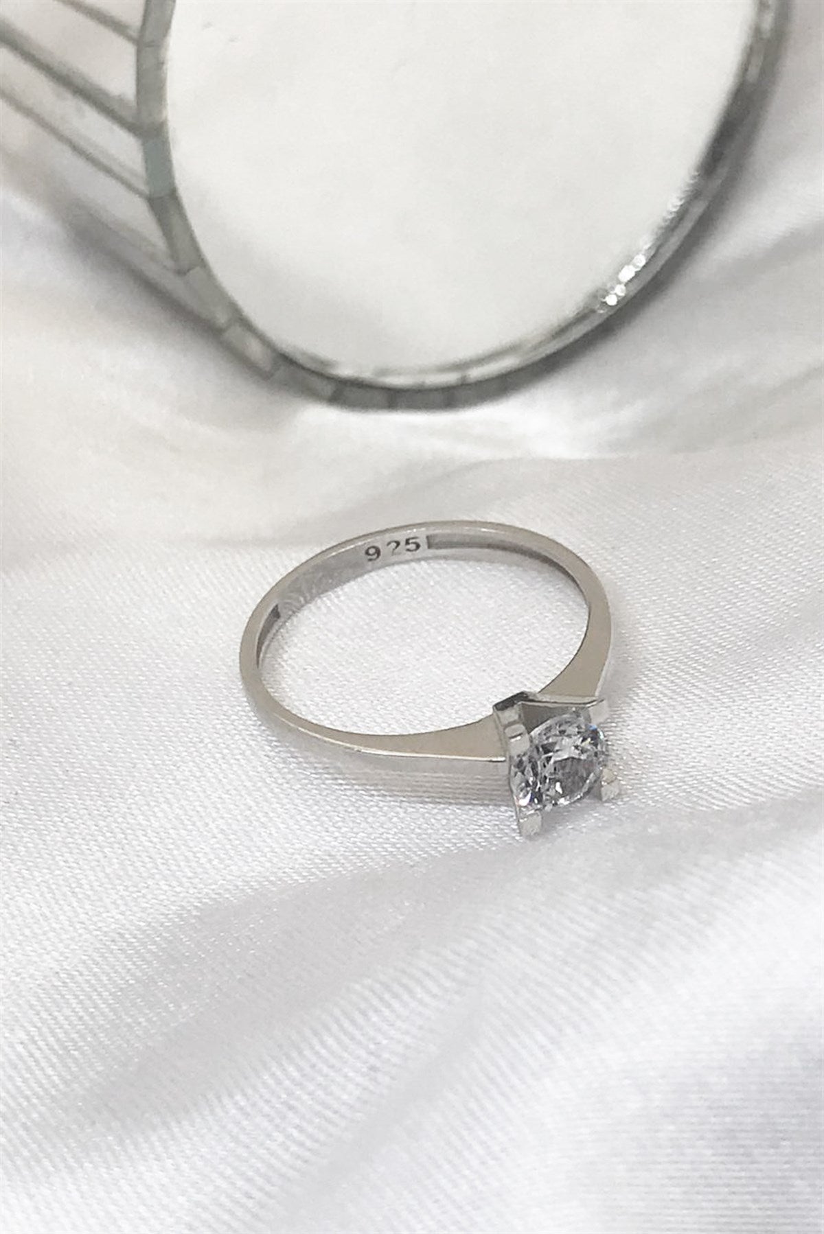 Silver Solitaire Ring