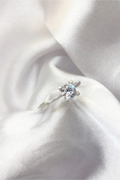 Silver Solitaire Ring